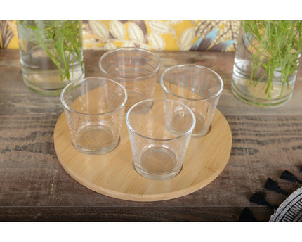 Gouden bekers met houten lade - veel van 4
