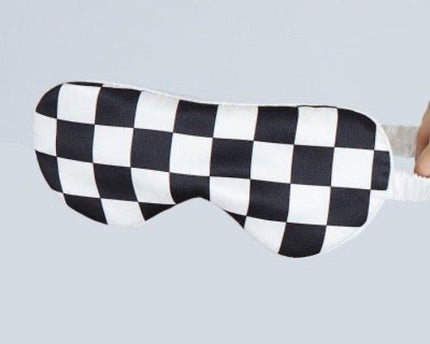 100% zijde ontspanningsslaapmasker-19 mm-bandjes op schaakbordpatronen-oversize