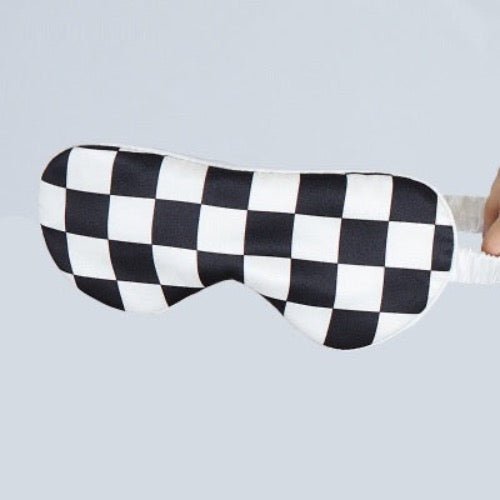 100% zijde ontspanningsslaapmasker-19 mm-bandjes op schaakbordpatronen-oversize