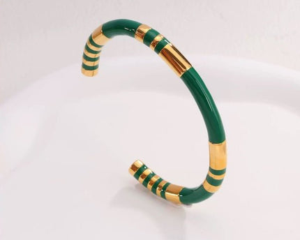 Stapelbaar geëmailleerde armbanden-wit, zwart n groen