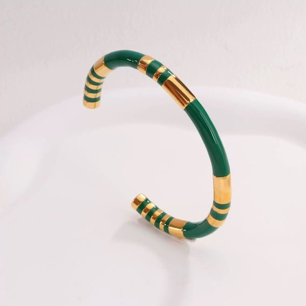 Stapelbaar geëmailleerde armbanden-wit, zwart n groen