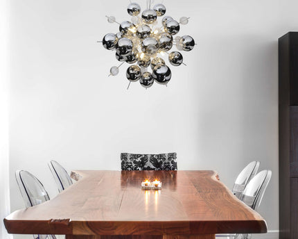 Hanger lamp "explosie" chroom gemaakt van metaal en glas, G9 -versies, hangende lamp voor eetkamer, woonkamer, gang of kantoor, Øca. 65 cm