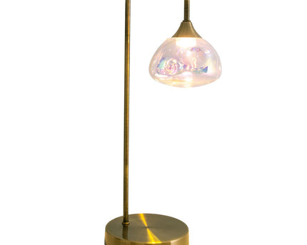 LED -tafellamp "Varna", tafellamp gemaakt van messing -gekleurd metaal en iriserend glas, stevig ingebouwd -in LED's, 45 cm hoog, stijlvolle verlichting voor woonkamer, eetkamer of gang