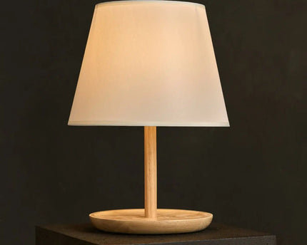 Emily lichtbruine houten lamp met kabel - handgemaakt duurzaam ontwerp voor thuis