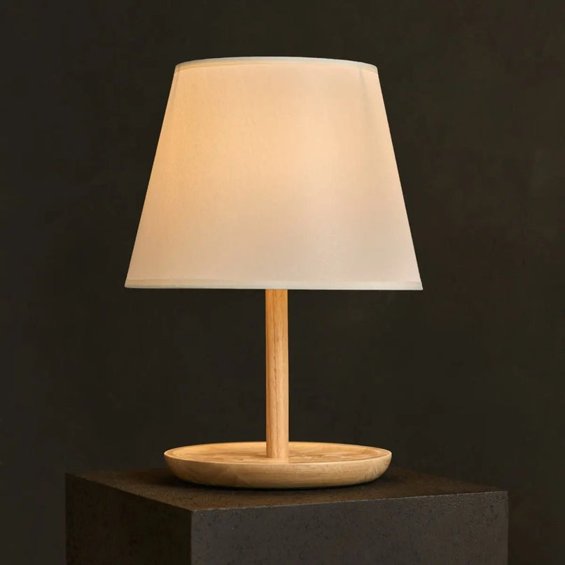 Emily lichtbruine houten lamp met kabel - handgemaakt duurzaam ontwerp voor thuis