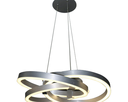 Smart Home LED hanglamp "Divora" Ø 58 cm, plafondlamp gemaakt van metaal, aluminium geborsteld en wit plastic, met veel functies, stevig gebouwd -in LED's, verlichting voor woonkamer, eetkamer kantoor of gang