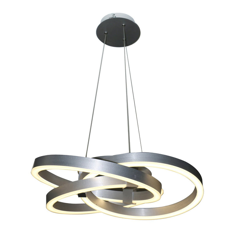 Smart Home LED hanglamp "Divora" Ø 58 cm, plafondlamp gemaakt van metaal, aluminium geborsteld en wit plastic, met veel functies, stevig gebouwd -in LED's, verlichting voor woonkamer, eetkamer kantoor of gang