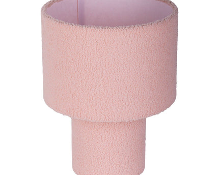 Tabellamp "Fluffy" met tekstbladen en voet in roze, E27, ca. 31 cm hoog