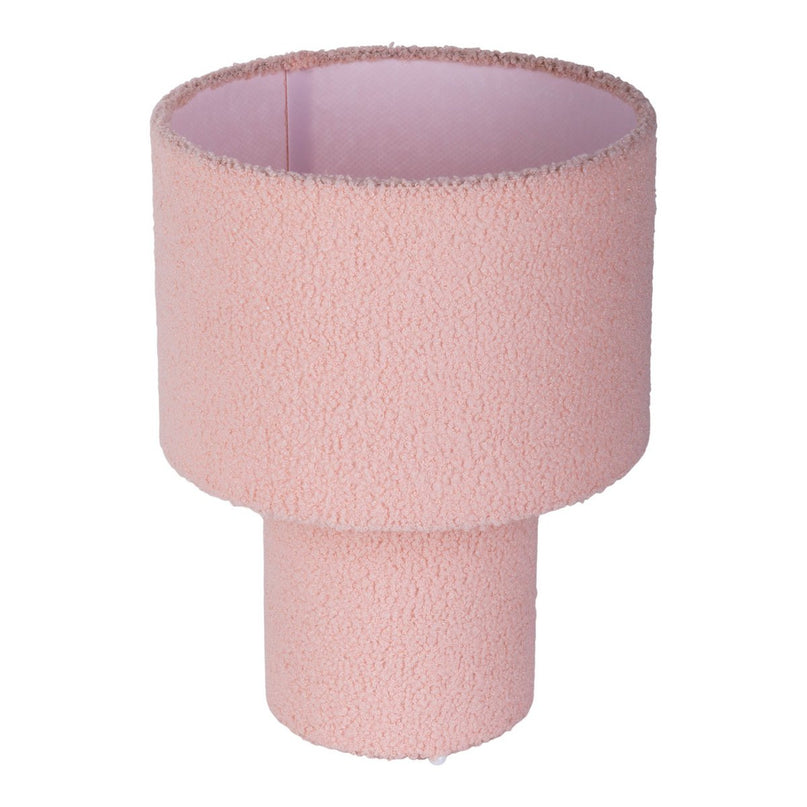 Tabellamp "Fluffy" met tekstbladen en voet in roze, E27, ca. 31 cm hoog