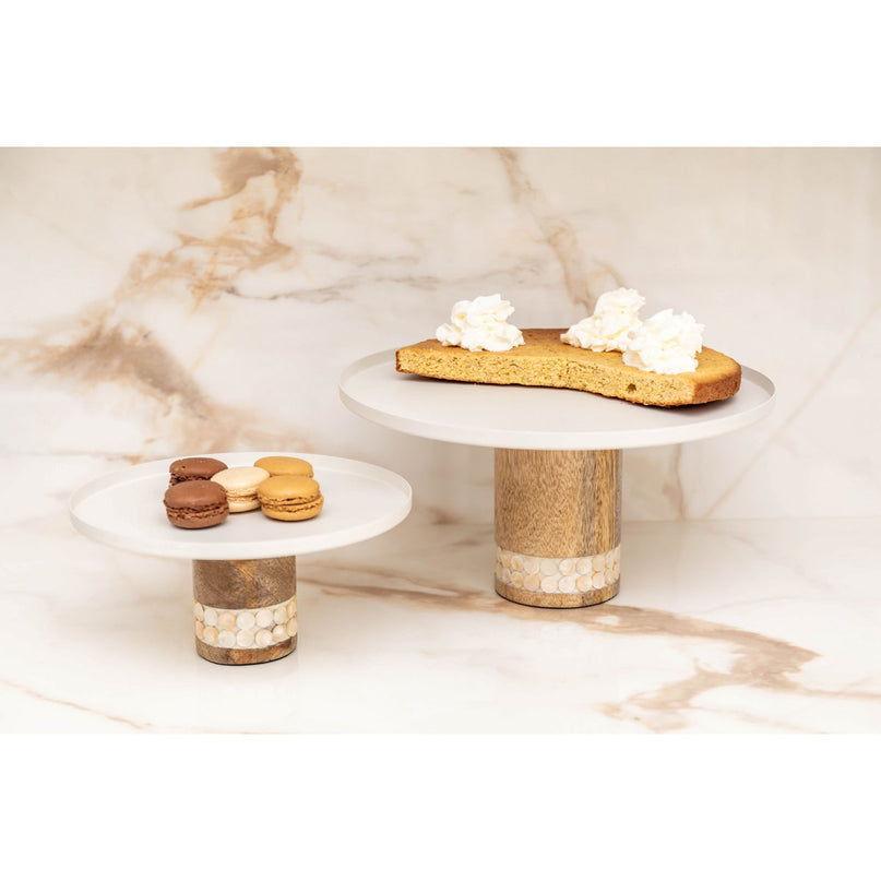 Houten witte taartgerecht groot model 30x30x15cm