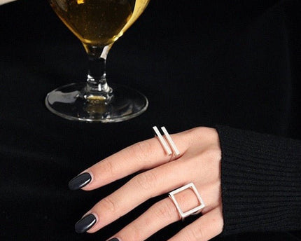 Sterling zilver en goud vermeil Geometrische dubbele staafring