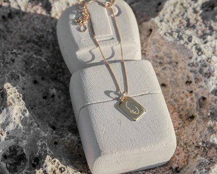 Sierlijke ketting 18k verguld - gouden 40 cm ketting gemaakt van 925 zilver goud vermeil - hanger met gegraveerd gezicht - LOVINA goud