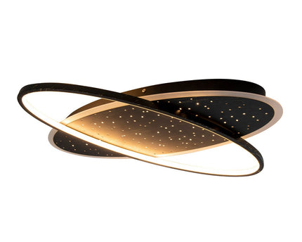 LED -plafondlamp "Stelaris" ongeveer 60 cm lang, gemaakt van metaal en plastic in het zwart, met stevig gebouwde LED's, verlichting voor woonkamers en kantoor