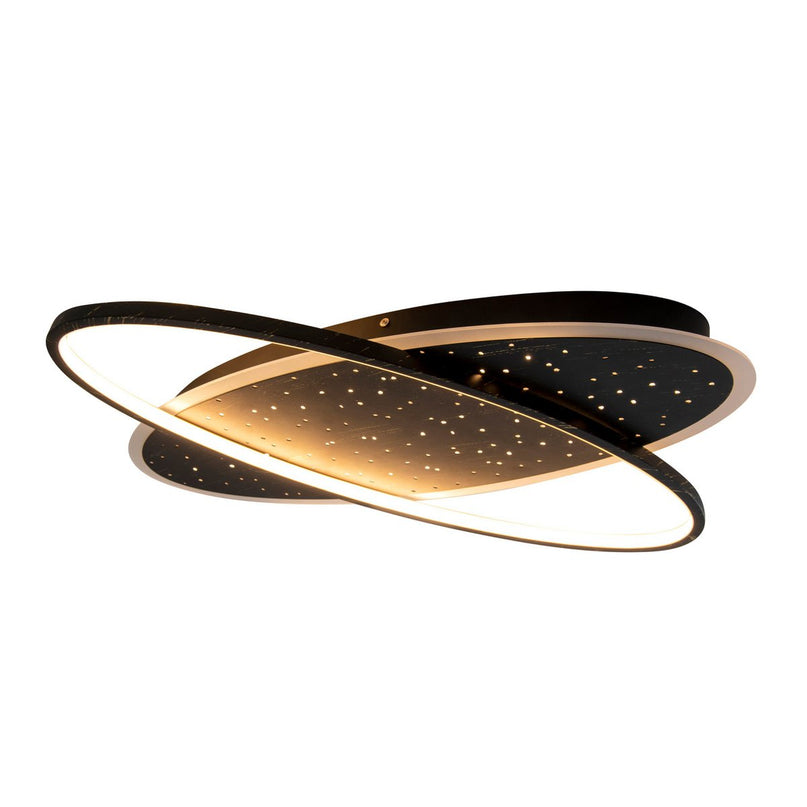 LED -plafondlamp "Stelaris" ongeveer 60 cm lang, gemaakt van metaal en plastic in het zwart, met stevig gebouwde LED's, verlichting voor woonkamers en kantoor