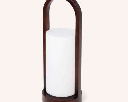 Evie Donkerbruine Oplaadbare Houten Tafellamp – Dimbaar & Snoerloos