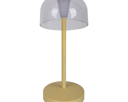2-ex-ingestelde LED-batterijtafellamp "Gomba" voor buiten en binnen, gemaakt van metaal en plastic in geel, 18,5 cm hoog