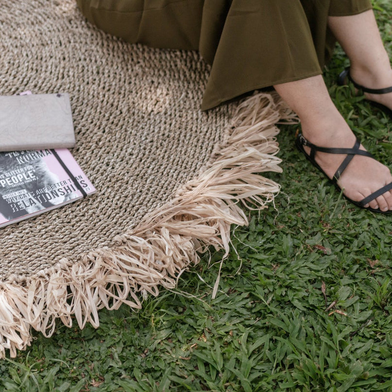 100/120cm Rond Zeegras Tapijt | Vloerkleed met Kwastjes DASA (2 maten)