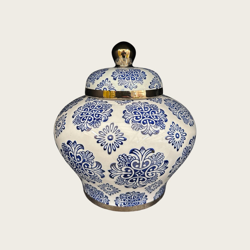 Blauw en wit porseleinen bloempot (voor keuken thuis)