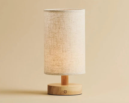 Ben lichtbruine houten donkerbruine tafellamp-oplaadbaar, dimbaar, USB-C aangedreven