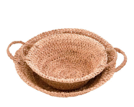 Geweven Raffia schaal | Fruitschaal gemaakt van lichte natuurlijke vezels | Broodmand RAGA (2 maten)