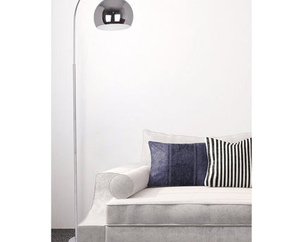 Staande lamp "stijl", retro klassieke vloerlamp met boog gemaakt van chroomkleurig metaal met, E27-aansluiting, 146 cm hoog, ideaal voor eetkamer, woonkamer en kantoor.