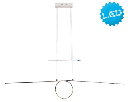 Metalen LED in zilveren LED -hanglamp, met geïntegreerde LED -slinger binnenin binnen