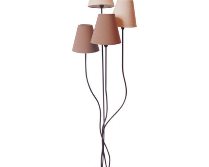 Textiel staande lamp 4-flame "boho", vloerlamp in beige/bruin, met E14-aansluiting, voor eetkamer, woonkamer, gang of kantoor, 138 cm hoog