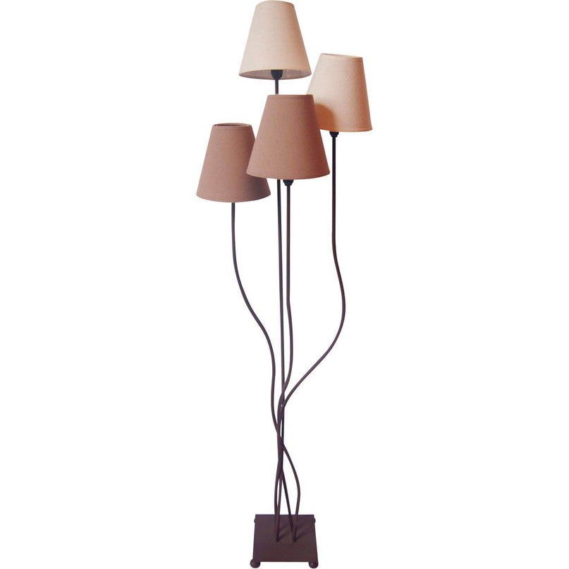 Textiel staande lamp 4-flame "boho", vloerlamp in beige/bruin, met E14-aansluiting, voor eetkamer, woonkamer, gang of kantoor, 138 cm hoog