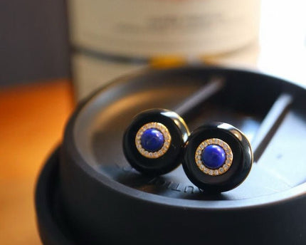 Zwarte onyx oorbellen - Lapis Lazuli en Green Onyx
