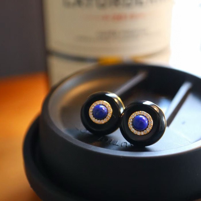 Zwarte onyx oorbellen - Lapis Lazuli en Green Onyx