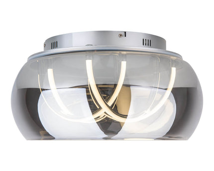 LED -plafondlicht "Malou" Ø 45 cm, 23,5 cm hoog, gemaakt van metaal, rookglas, geïntegreerde LED's, warm wit