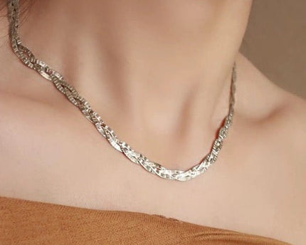 Sterling zilveren gevlochten visgraat ketting