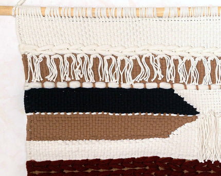 Grote macrame muurhangen - geweven boho wanddecor - moderne katoenen muur hangend natuurlijk materiaal - handgeweven wanddecor 120x95 cm udara