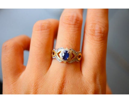 Sapphire Crown Ring - Real Sapphire - verstelbaar