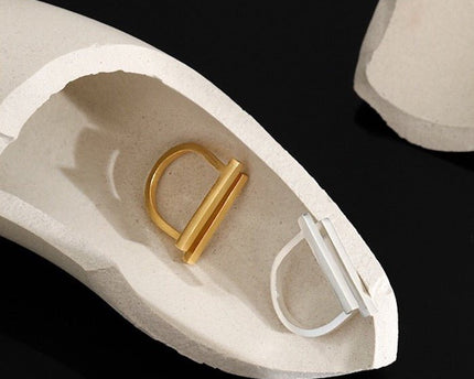 Sterling zilver en goud vermeil Geometrische dubbele staafring