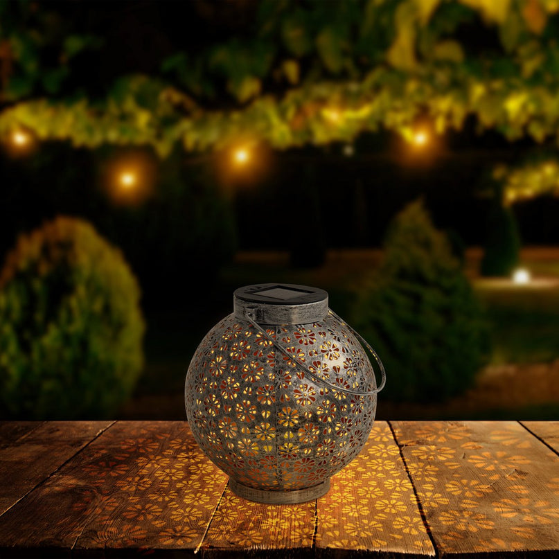 2 Set LED Decoratie Zonnelicht Ø 18 cm Buiten Decoratie gemaakt van metaal in zilver met geïntegreerde LED's