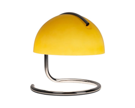 Tafellamp "Burano" geel, ca. 25 cm hoog, Ø 23,5 cm, gemaakt van chroom -gekleurd metaal en geel glas, E27.
