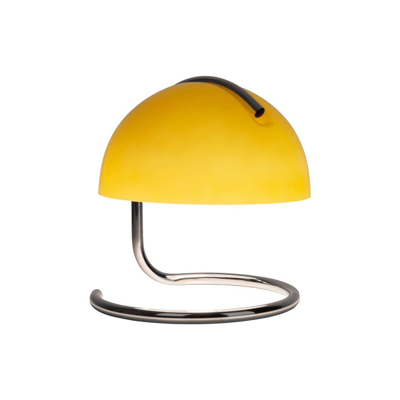Tafellamp "Burano" geel, ca. 25 cm hoog, Ø 23,5 cm, gemaakt van chroom -gekleurd metaal en geel glas, E27.