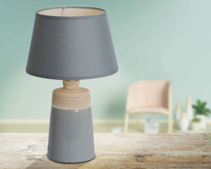 Keramische tafellamp "Talia", tafellamp gemaakt van keramiek, beige/grijs, met E14 -aansluiting, voor eetkamer, woonkamer, gang of kantoor, 31 cm hoog