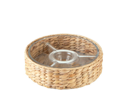 Aperitif set 3 rotan compartimenten 28x28x8cm