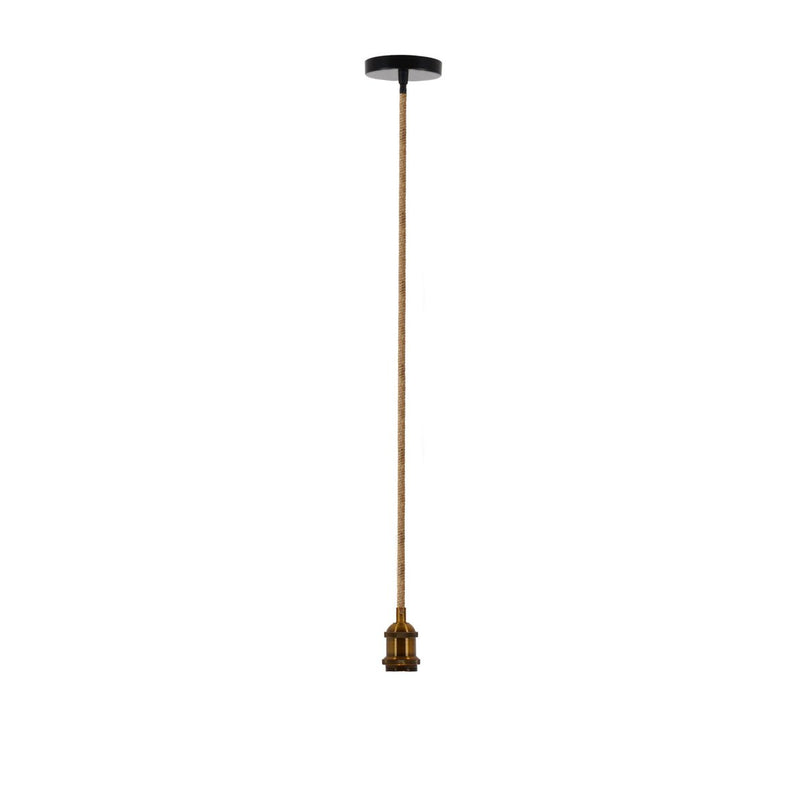 Metalbaldachin "Ontario" decoratieve hanglamp gemaakt van metaal in alt-messing en jute, E27-versie, verlichting voor woonkamers of kantoor.