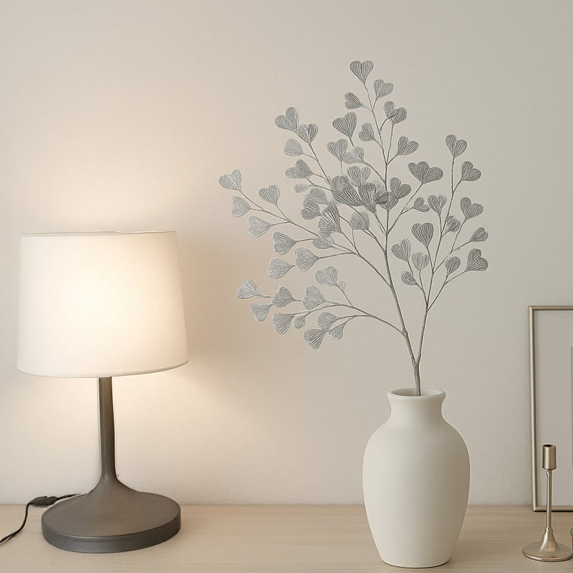 Decoratieve fleur in de vorm van hart zilver h90cm