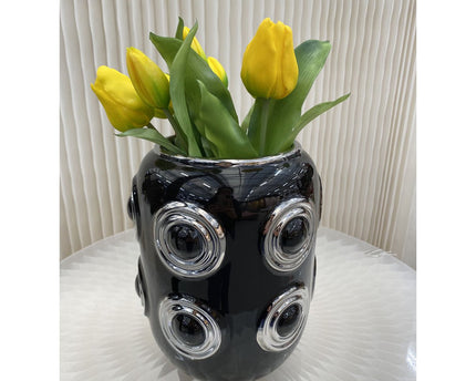 Golden 2 Circle Vase（CV11617-9zwart)zwart