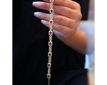 Italiaanse stijl Red Garnet Fancy armband