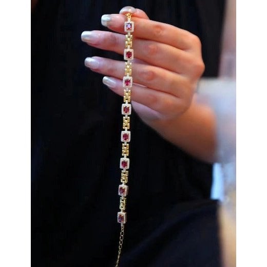 Italiaanse stijl Red Garnet Fancy armband