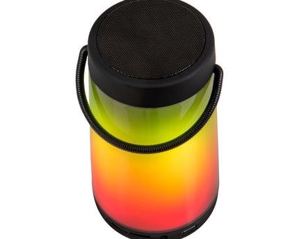 LED -tafellicht met BT -luidspreker "Festa" voor buitenruimte gemaakt van zwart plastic met geïntegreerde LED's, 18 cm hoog