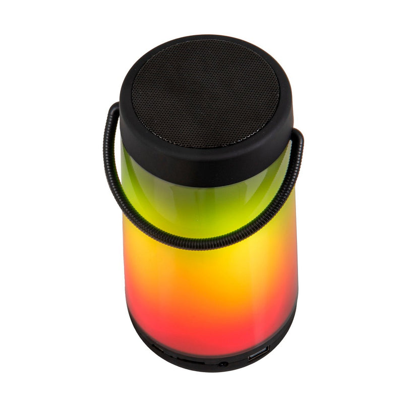 LED -tafellicht met BT -luidspreker "Festa" voor buitenruimte gemaakt van zwart plastic met geïntegreerde LED's, 18 cm hoog