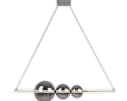 LED hanglamp Chrome "NOVA" gemaakt van chroom -gekleurd metaal, plastic en rookglas, met stevig ingebouwde LED's, ca.