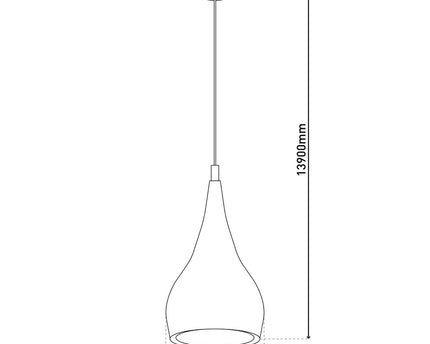 Hanger Lamp "Style", retro klassiek, hanglamp gemaakt van chroom-glanzend metaal met E27-aansluiting, paraplu Ø15 cm, ideaal voor eetkamer, woonkamer en keuken.