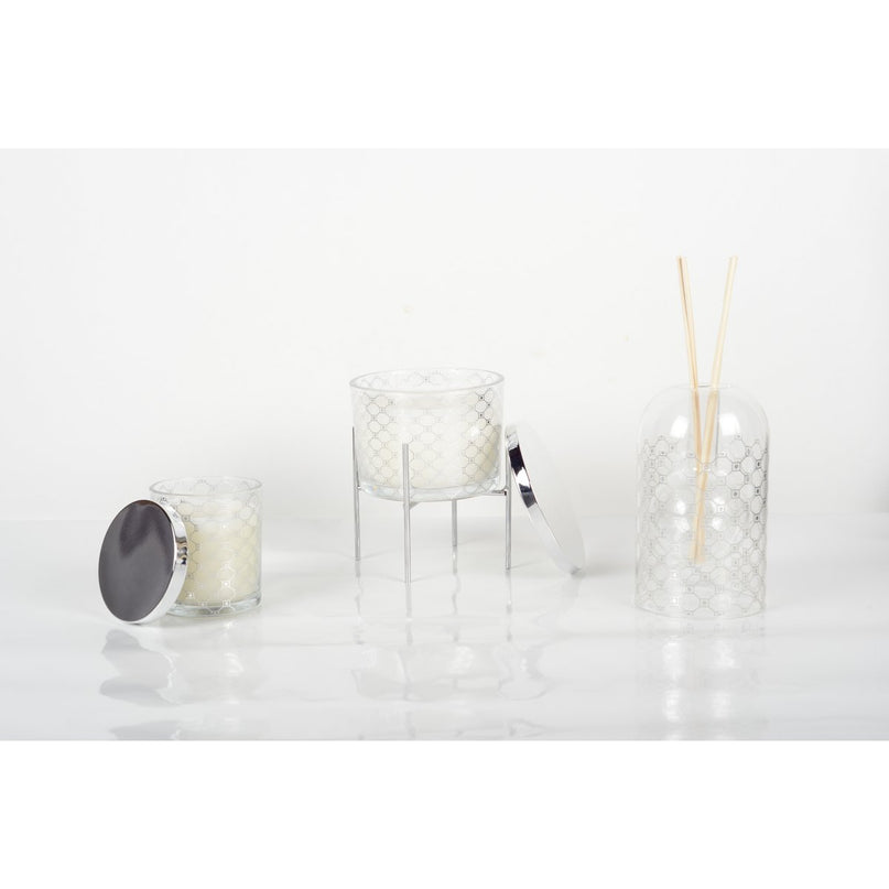 Silver Musk -kaars met dekking 7,8x8,2 cm